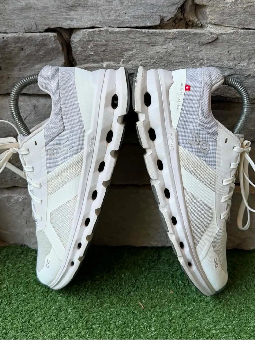 On Running Cloudrunner Gray/White Womens Sneakers